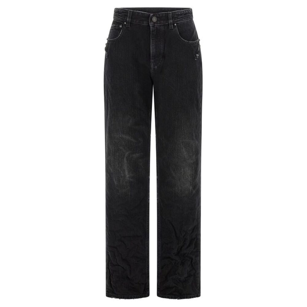 Balenciaga Black Cotton Straight-Leg Women's Jeans